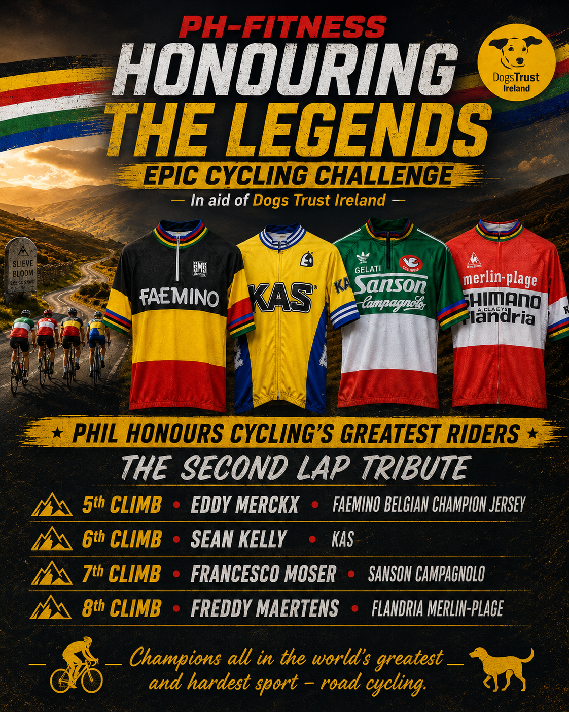 PH-FITNESS SLIEVE BLOOM EPIC CYCLING CHALLENGE IN AID OF DOGS TRUST IRELAND